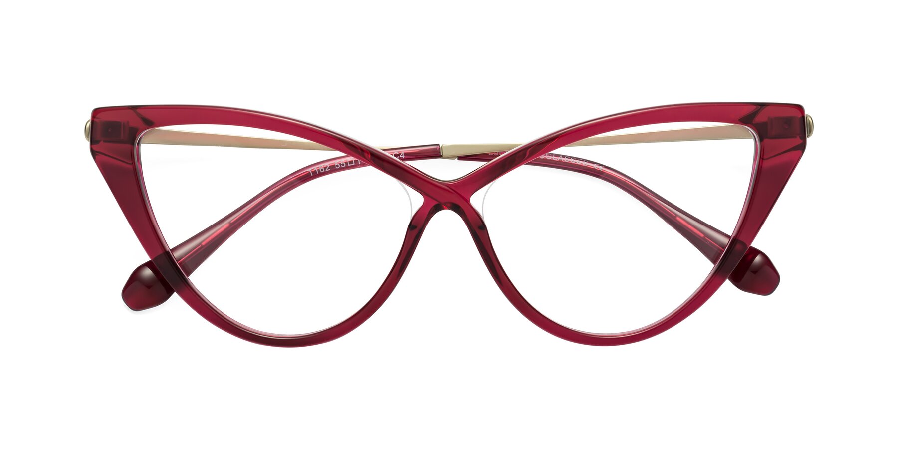Folded Front of Lucasta in Wine with Clear Eyeglass Lenses