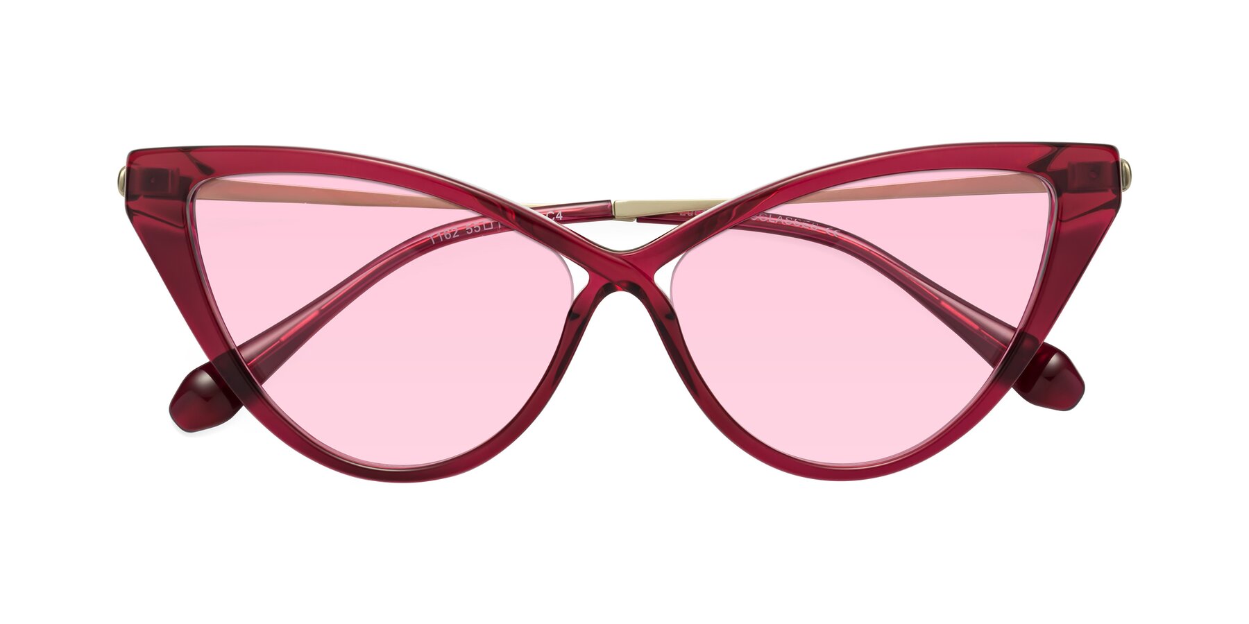 Folded Front of Lucasta in Wine with Light Pink Tinted Lenses