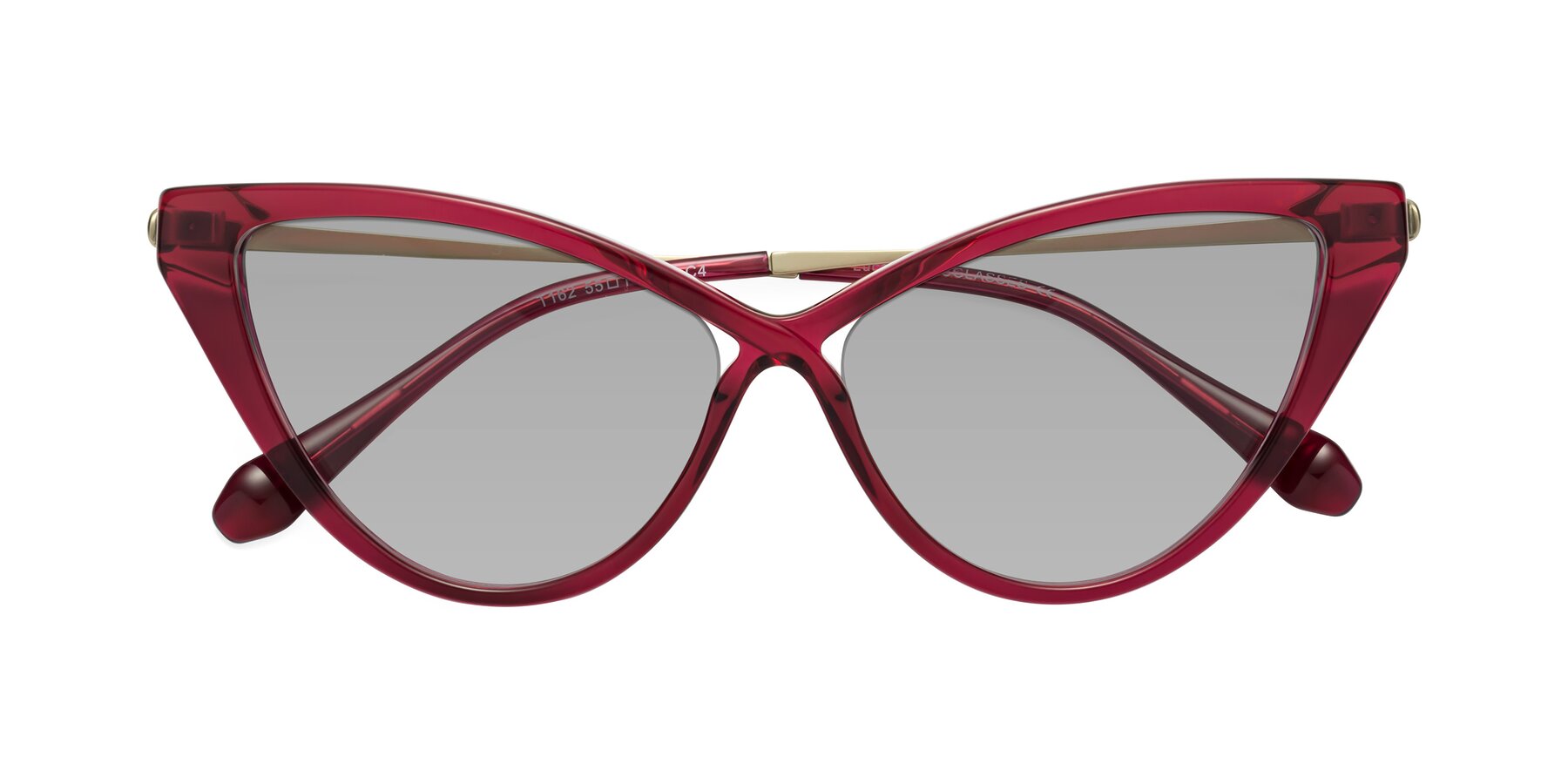 Folded Front of Lucasta in Wine with Light Gray Tinted Lenses