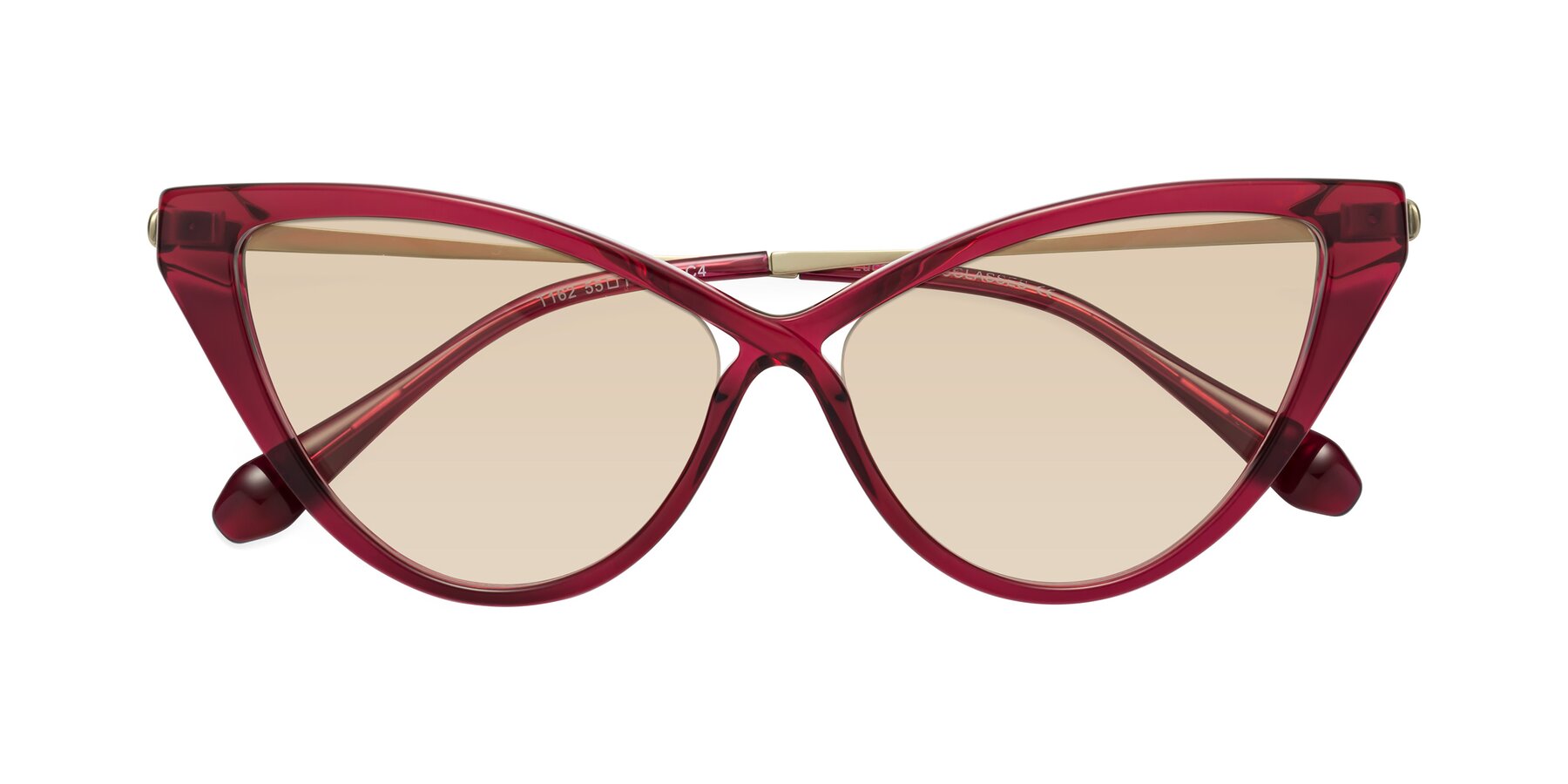 Folded Front of Lucasta in Wine with Light Brown Tinted Lenses