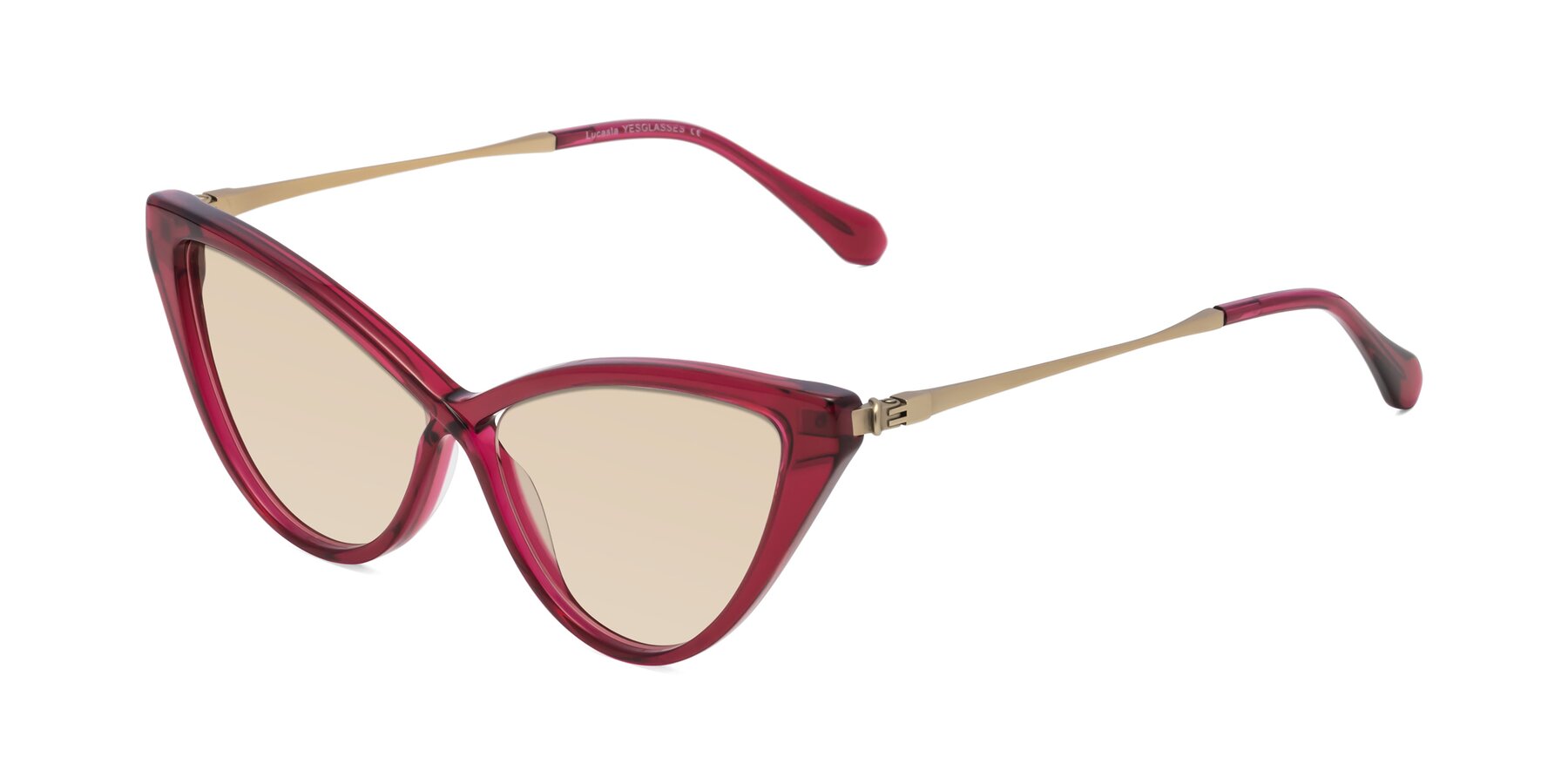 Angle of Lucasta in Wine with Light Brown Tinted Lenses