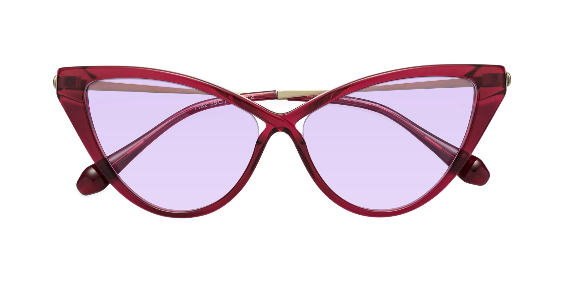 Folded Front of Lucasta in Wine with Light Purple Tinted Lenses