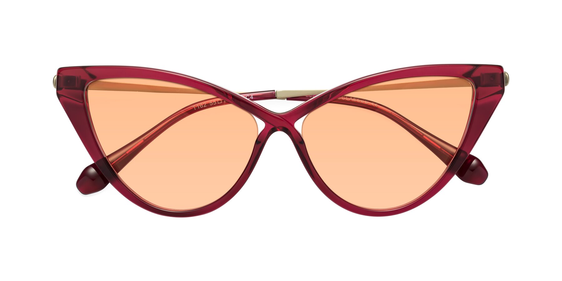 Folded Front of Lucasta in Wine with Light Orange Tinted Lenses