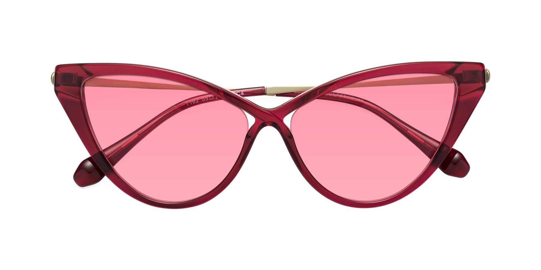 Folded Front of Lucasta in Wine with Pink Tinted Lenses