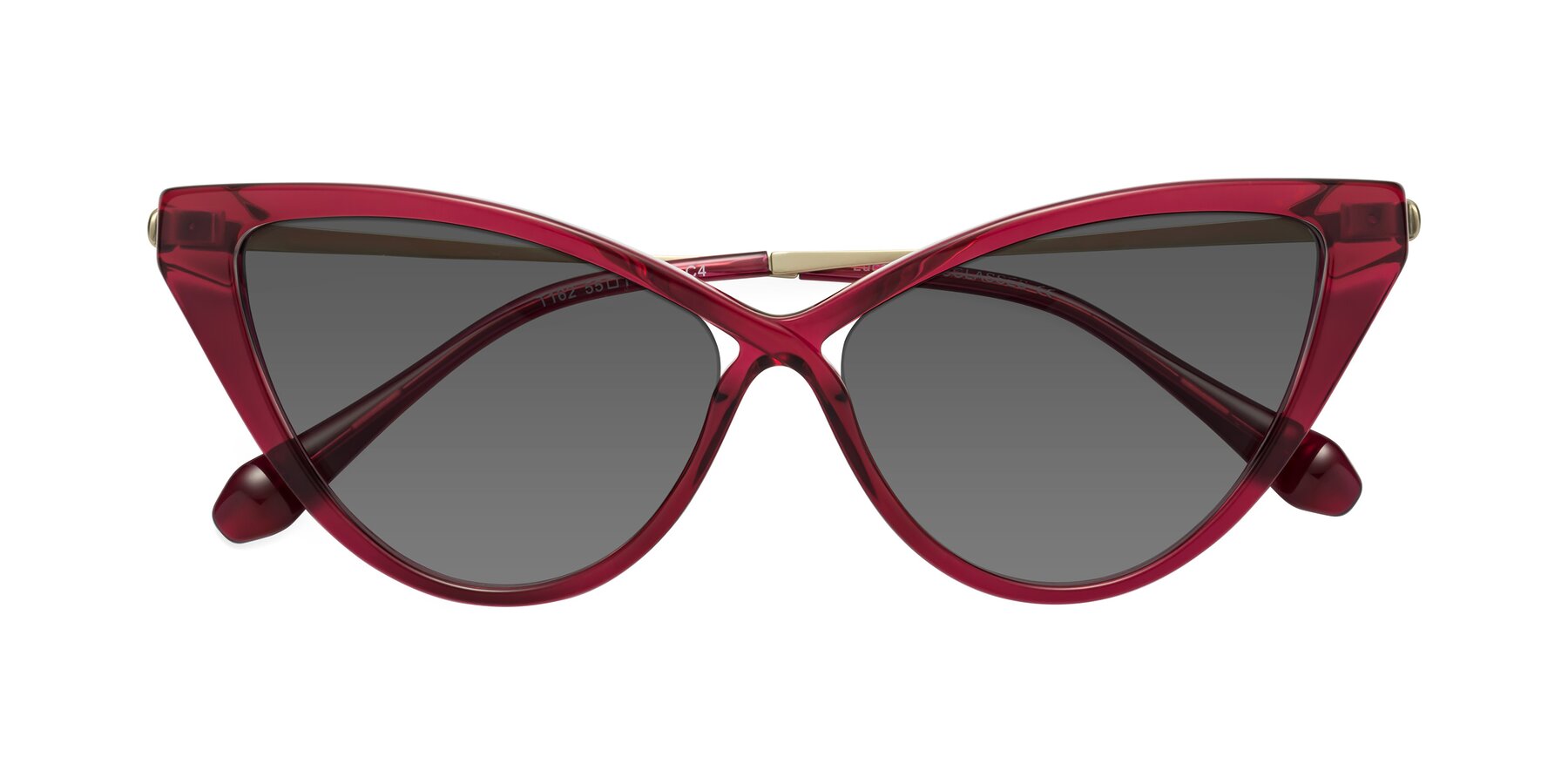 Folded Front of Lucasta in Wine with Medium Gray Tinted Lenses