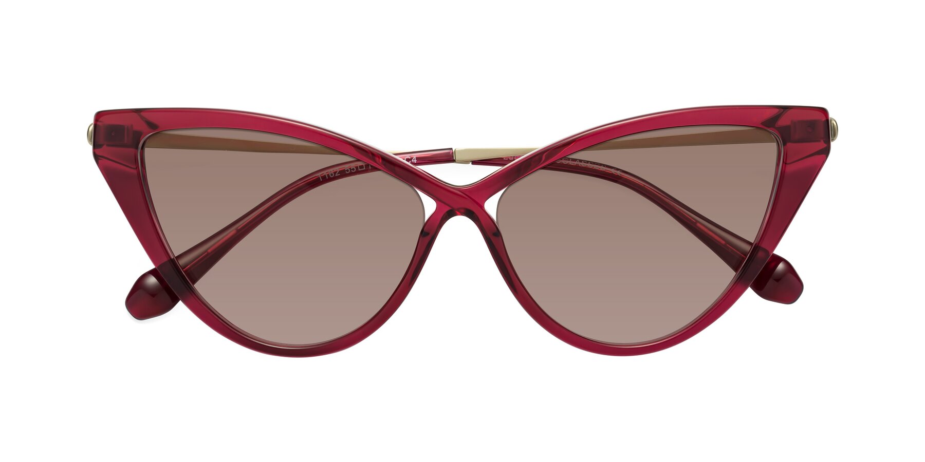 Folded Front of Lucasta in Wine with Medium Brown Tinted Lenses