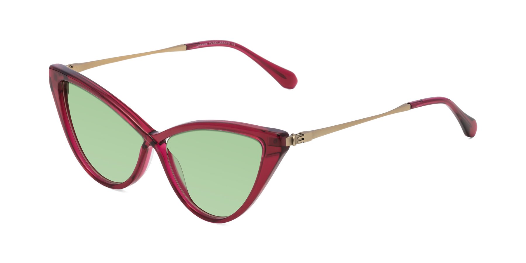 Angle of Lucasta in Wine with Medium Green Tinted Lenses