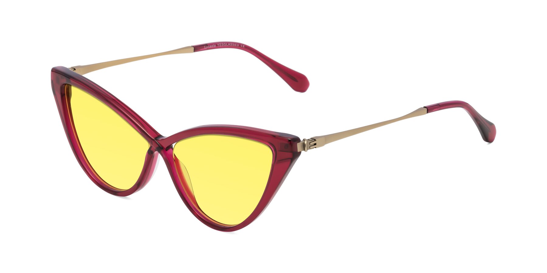 Angle of Lucasta in Wine with Medium Yellow Tinted Lenses