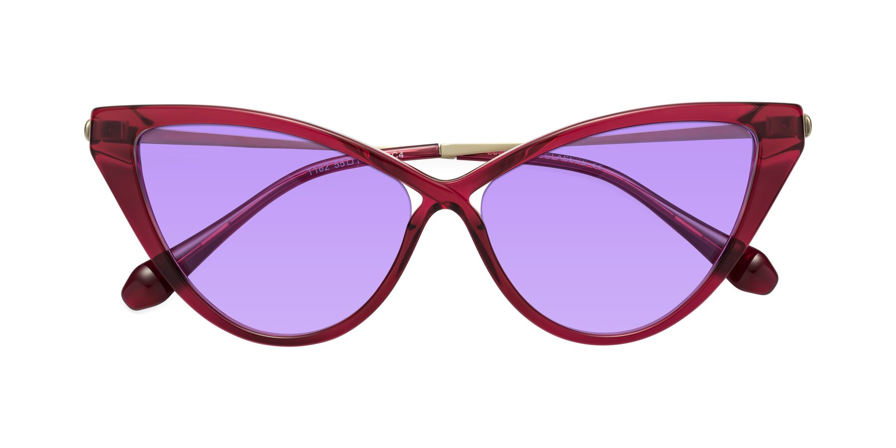 Folded Front of Lucasta in Wine with Medium Purple Tinted Lenses