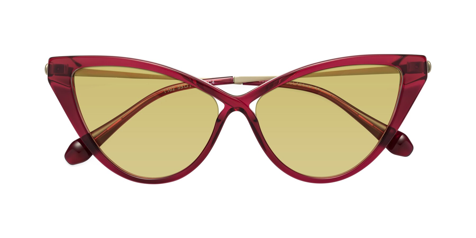 Folded Front of Lucasta in Wine with Medium Champagne Tinted Lenses