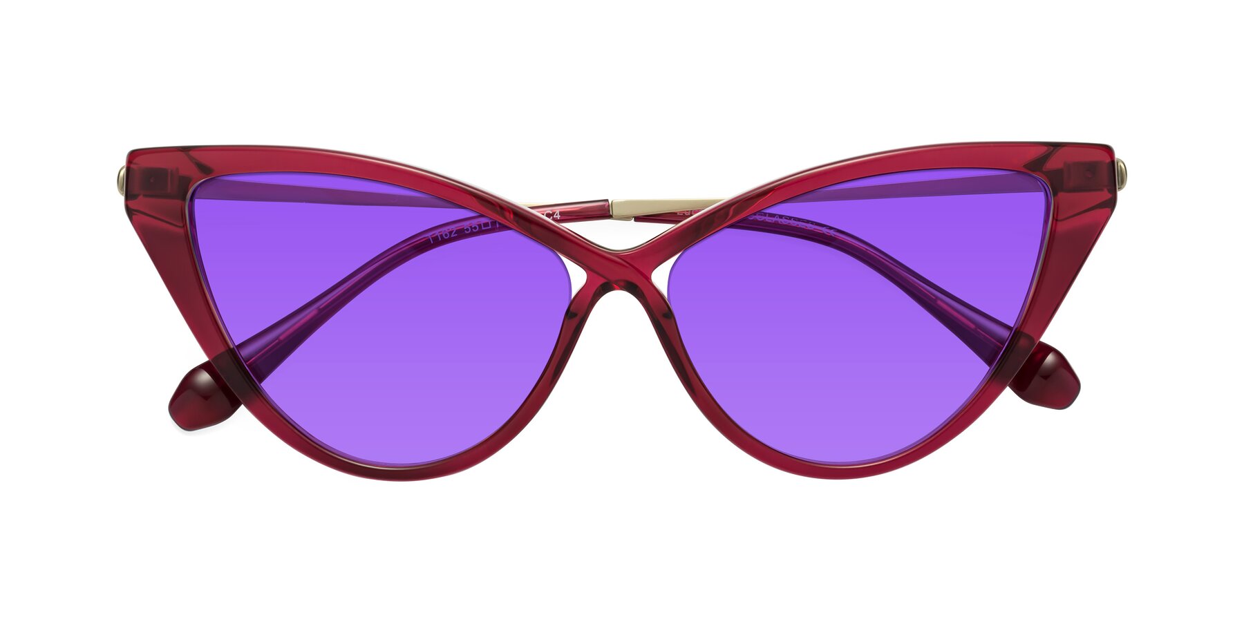 Folded Front of Lucasta in Wine with Purple Tinted Lenses