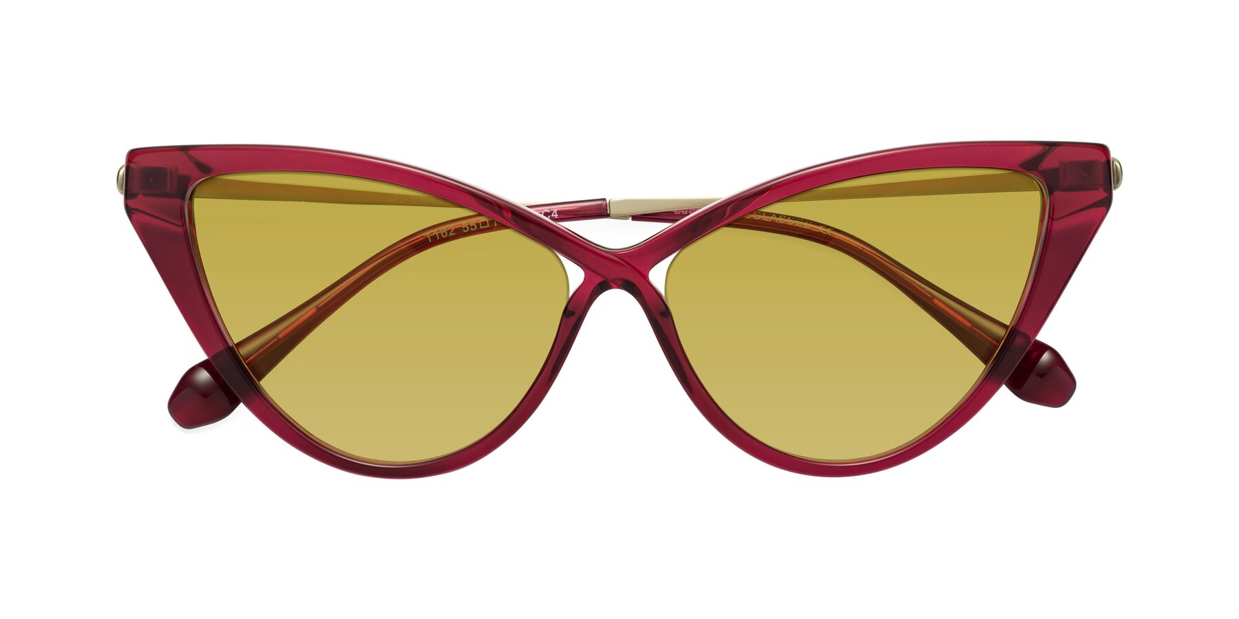 Folded Front of Lucasta in Wine with Champagne Tinted Lenses