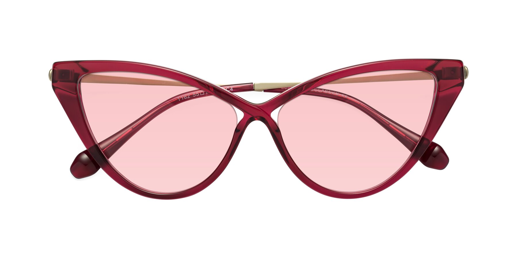 Folded Front of Lucasta in Wine with Light Garnet Tinted Lenses