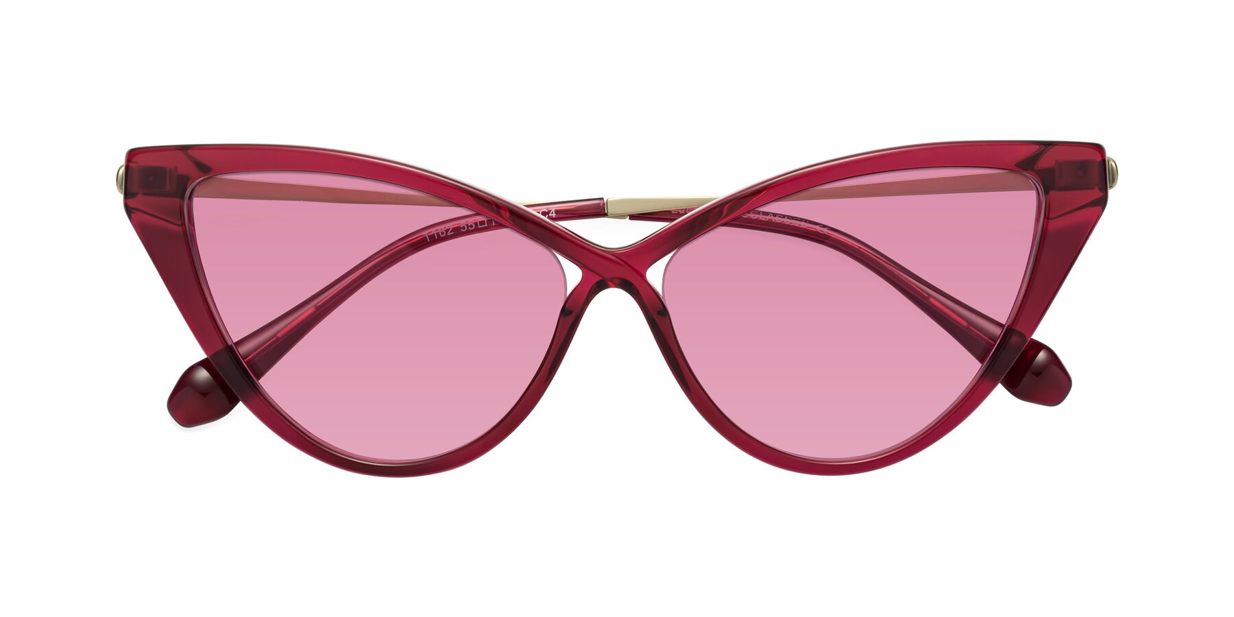 Folded Front of Lucasta in Wine with Medium Wine Tinted Lenses