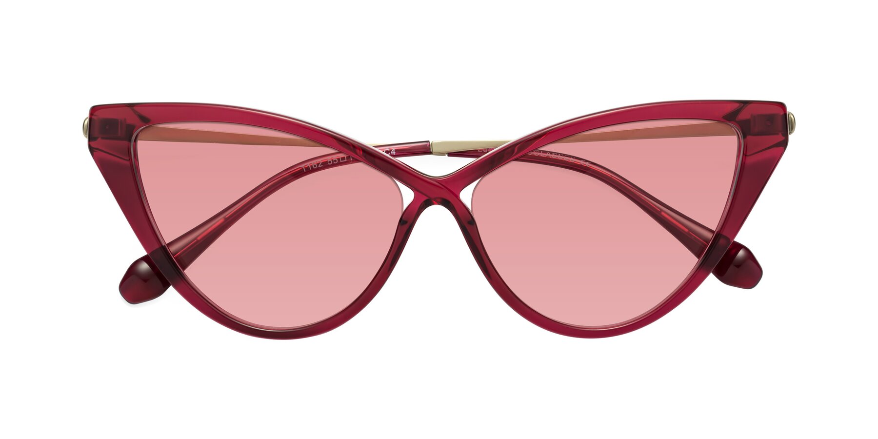 Folded Front of Lucasta in Wine with Medium Garnet Tinted Lenses