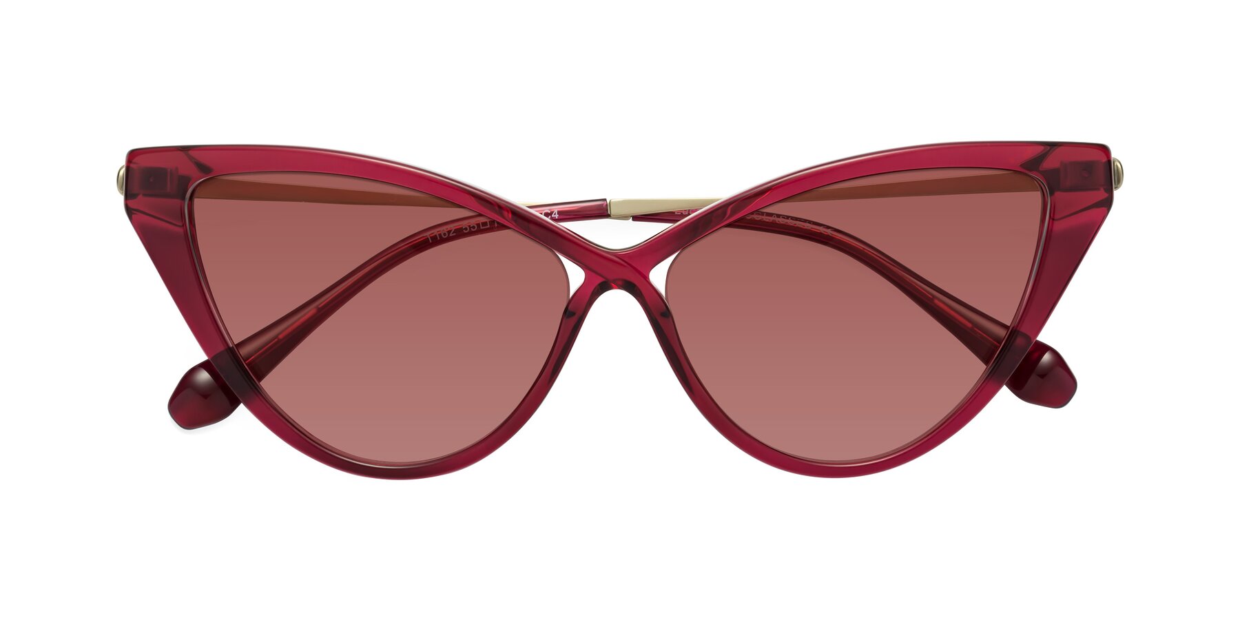 Folded Front of Lucasta in Wine with Garnet Tinted Lenses