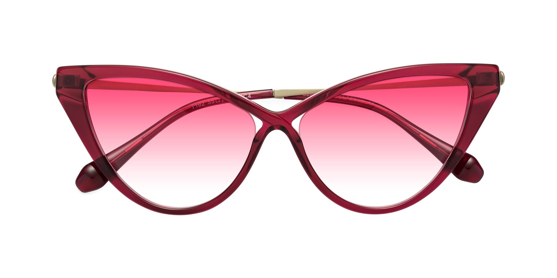 Folded Front of Lucasta in Wine with Pink Gradient Lenses