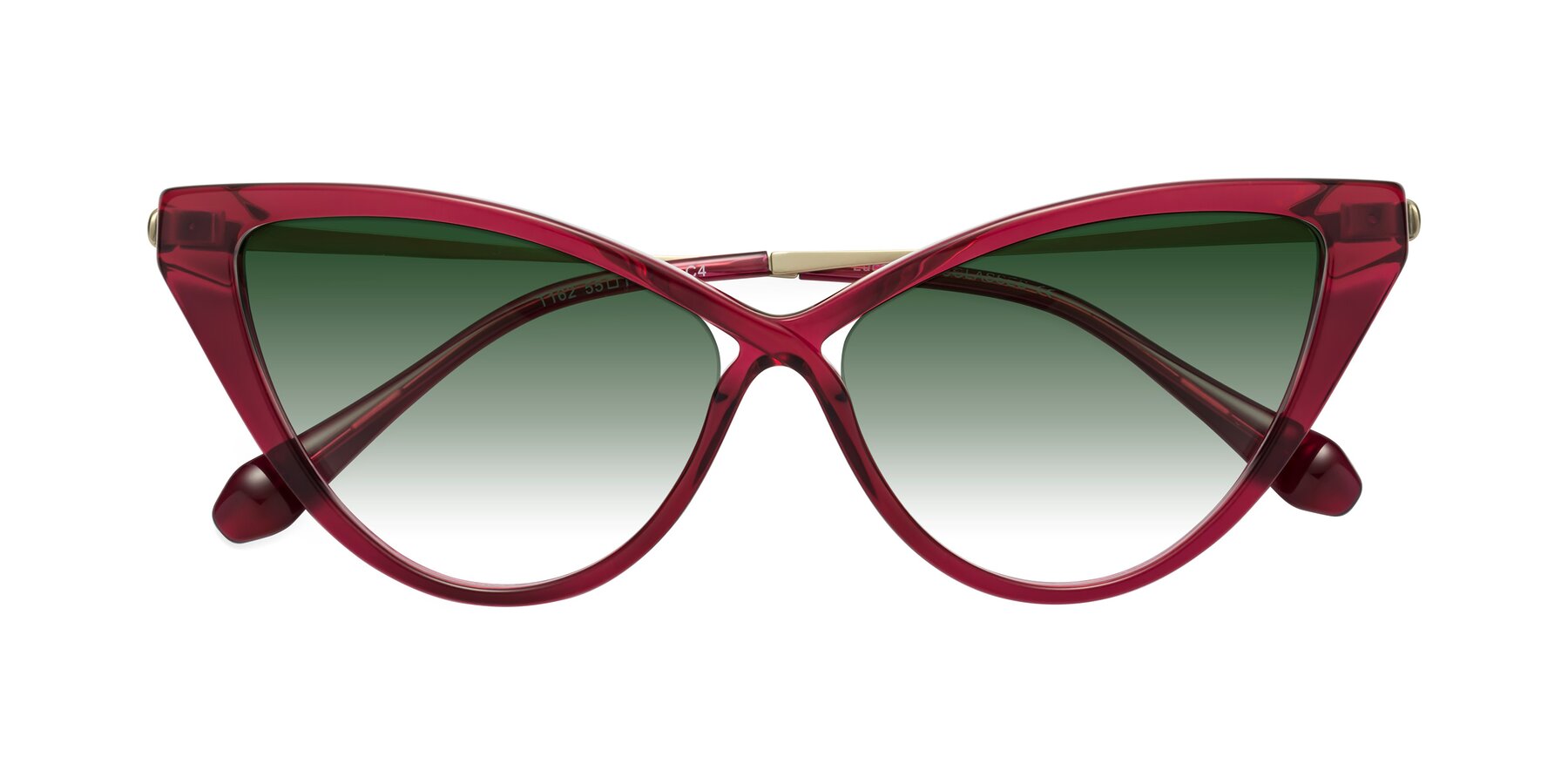 Folded Front of Lucasta in Wine with Green Gradient Lenses