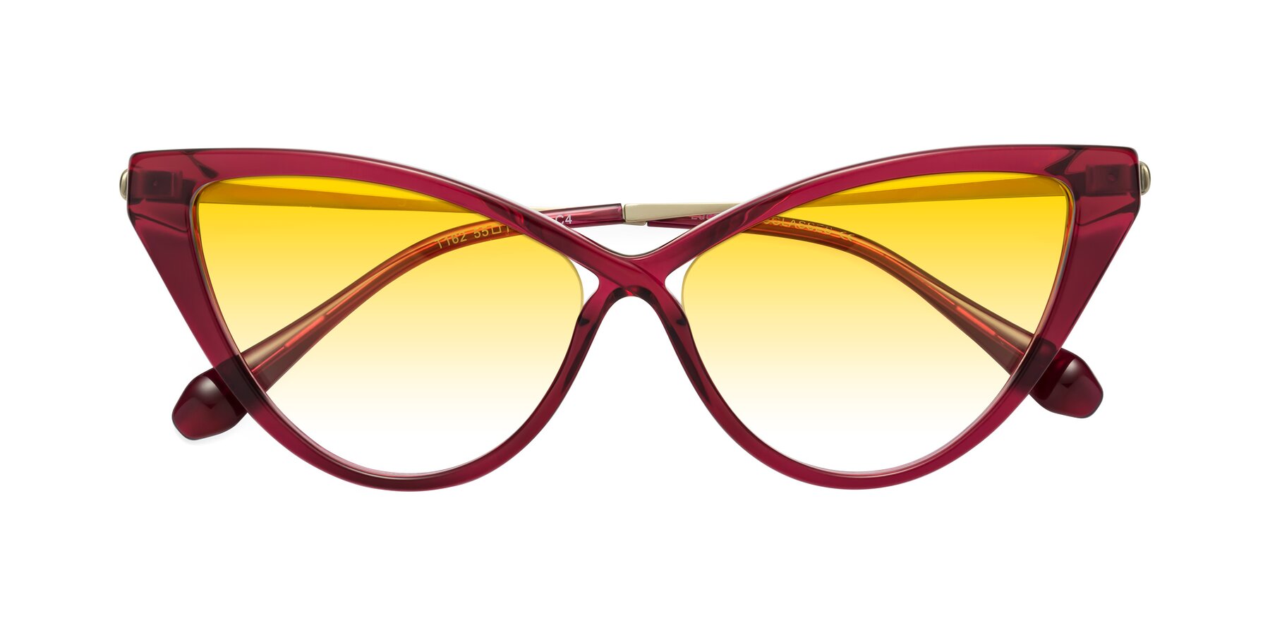 Folded Front of Lucasta in Wine with Yellow Gradient Lenses