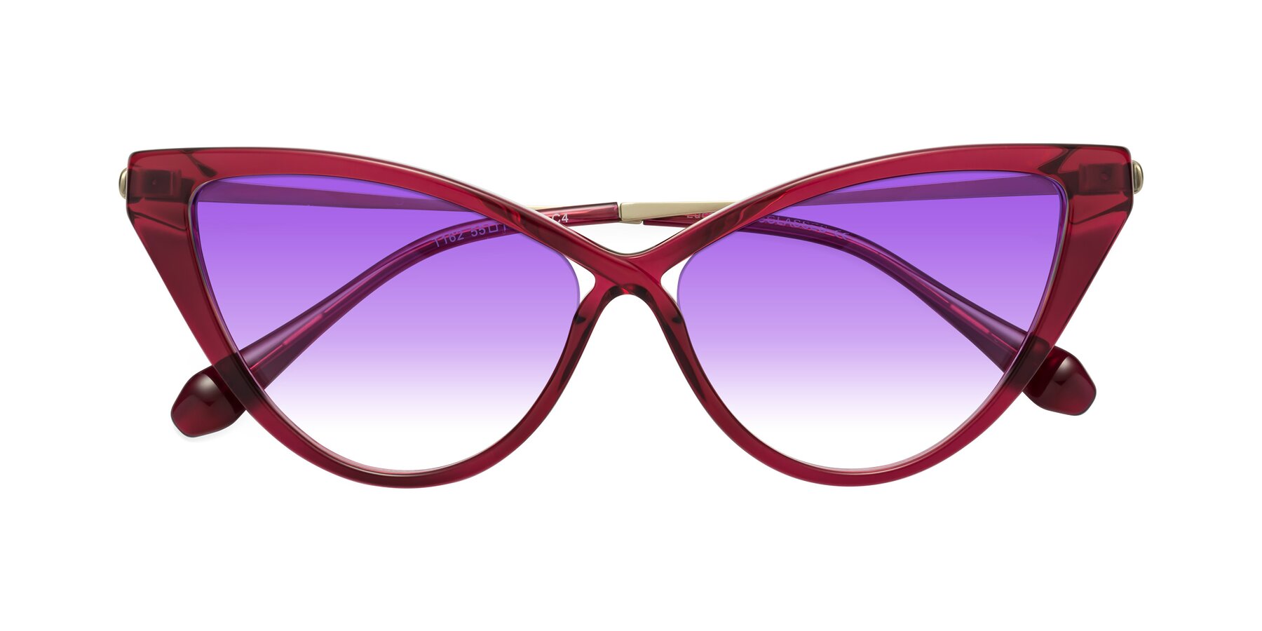 Folded Front of Lucasta in Wine with Purple Gradient Lenses