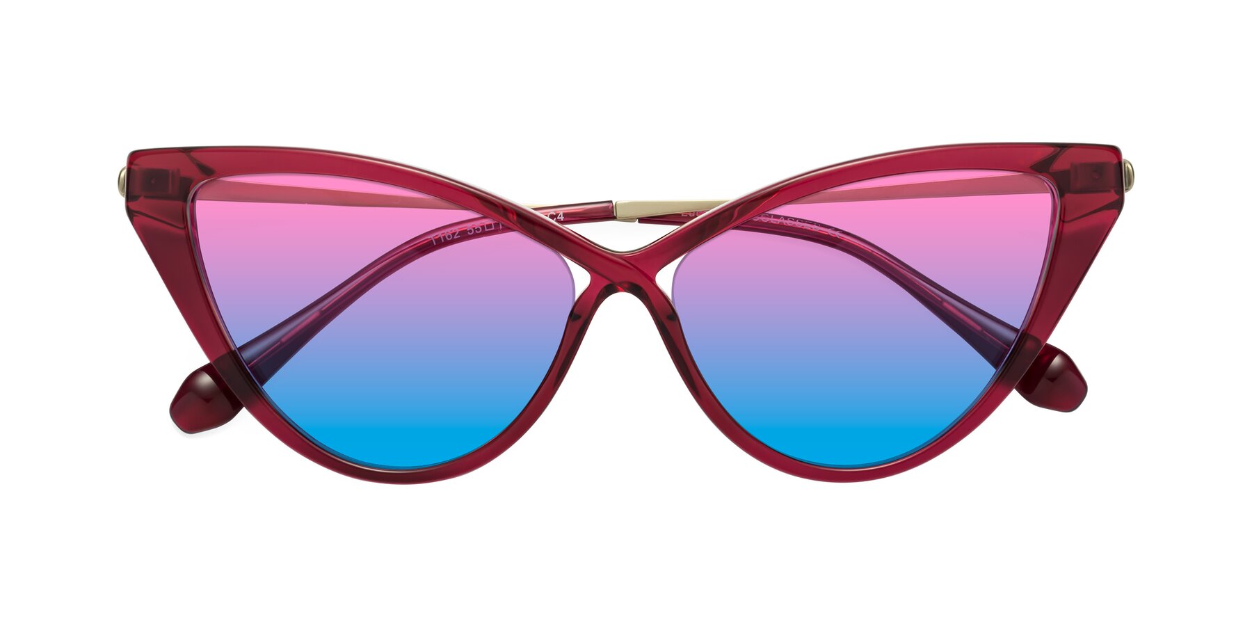 Folded Front of Lucasta in Wine with Pink / Blue Gradient Lenses