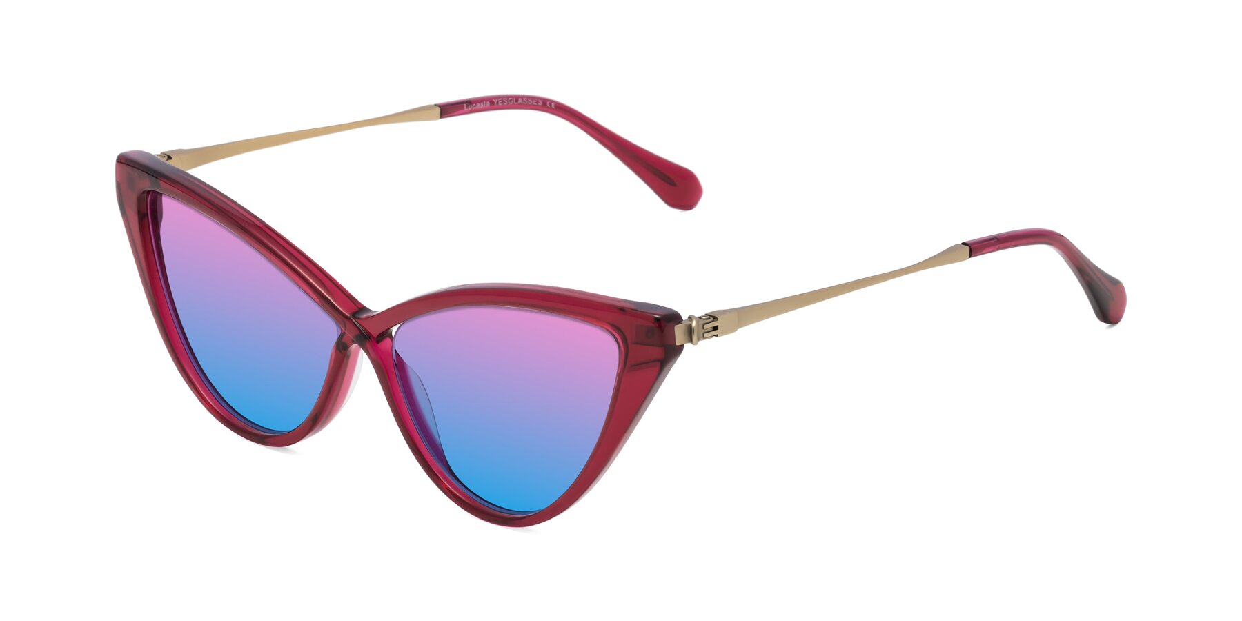 Angle of Lucasta in Wine with Pink / Blue Gradient Lenses