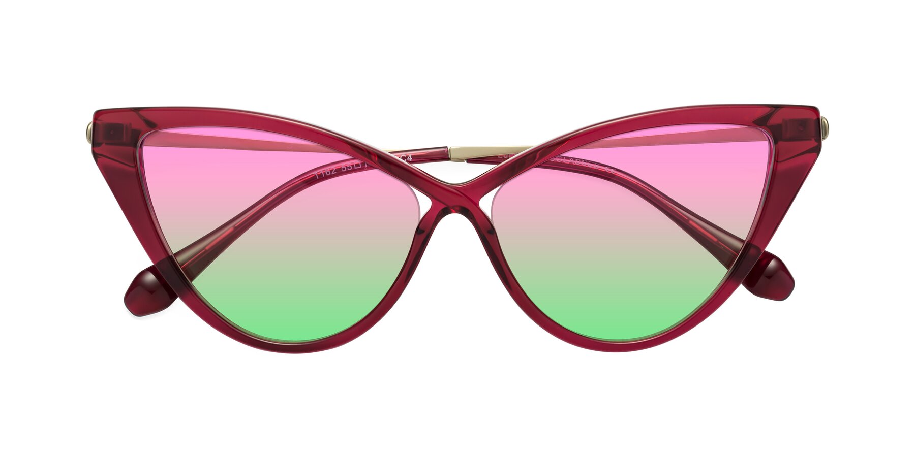 Folded Front of Lucasta in Wine with Pink / Green Gradient Lenses