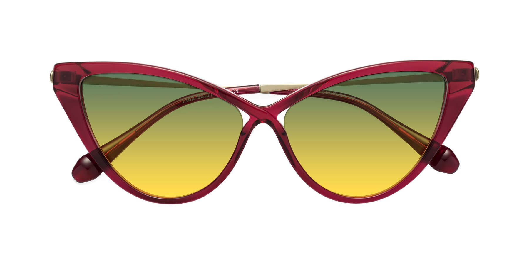 Folded Front of Lucasta in Wine with Green / Yellow Gradient Lenses