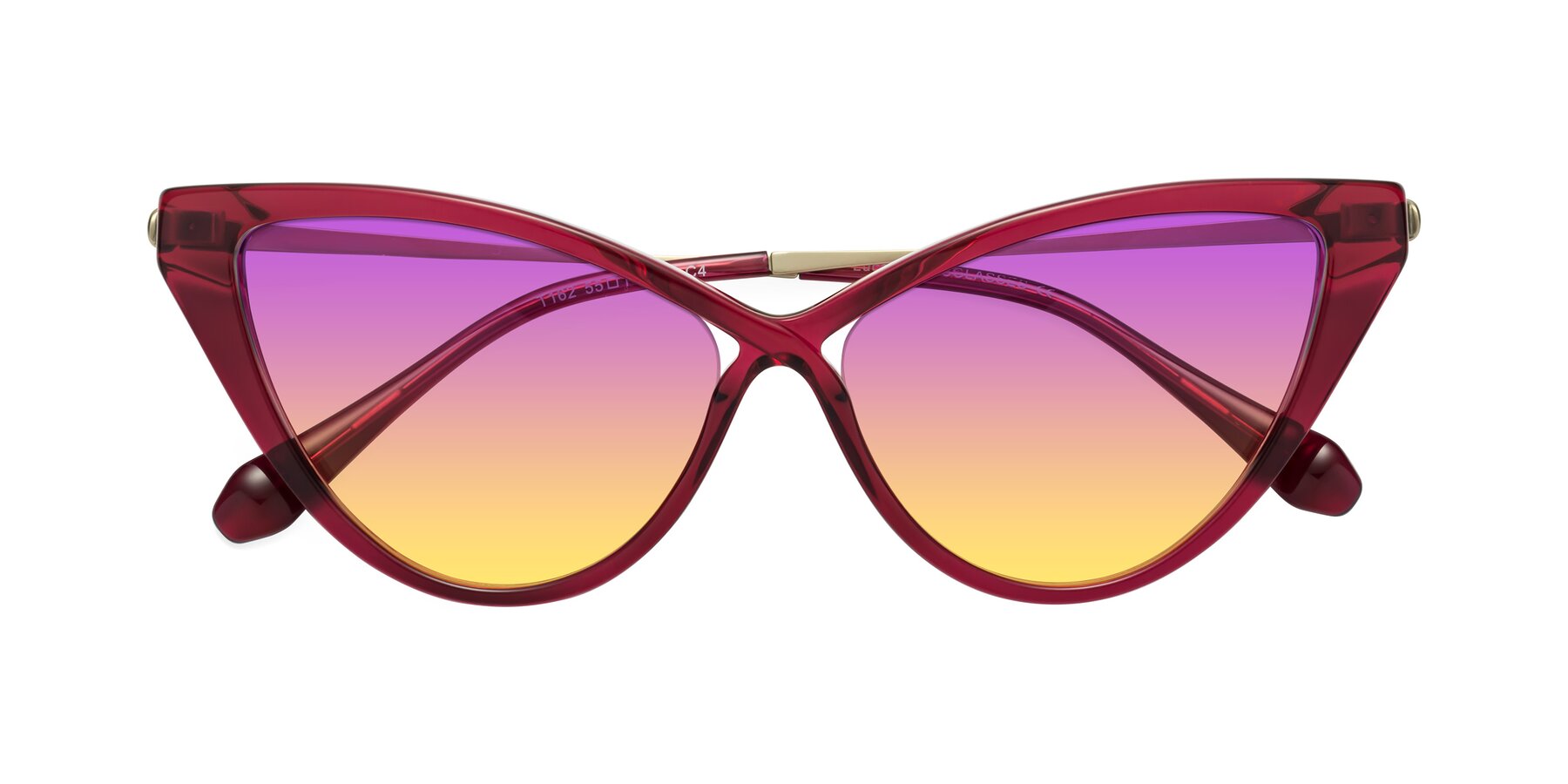 Folded Front of Lucasta in Wine with Purple / Yellow Gradient Lenses