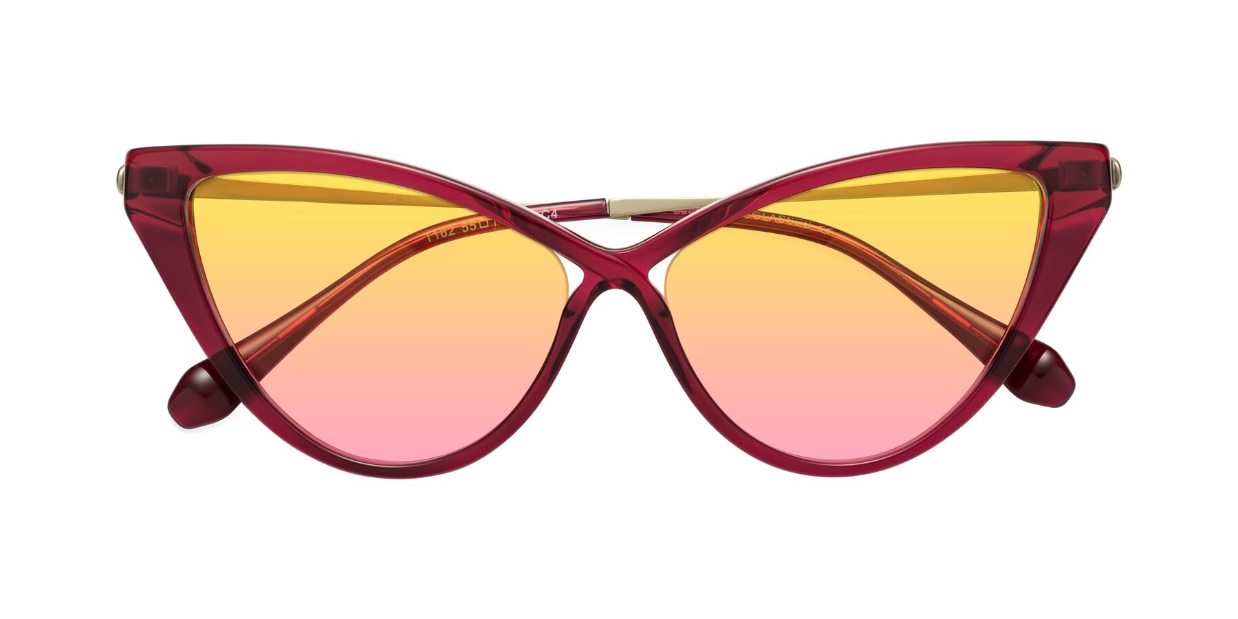 Folded Front of Lucasta in Wine with Yellow / Pink Gradient Lenses