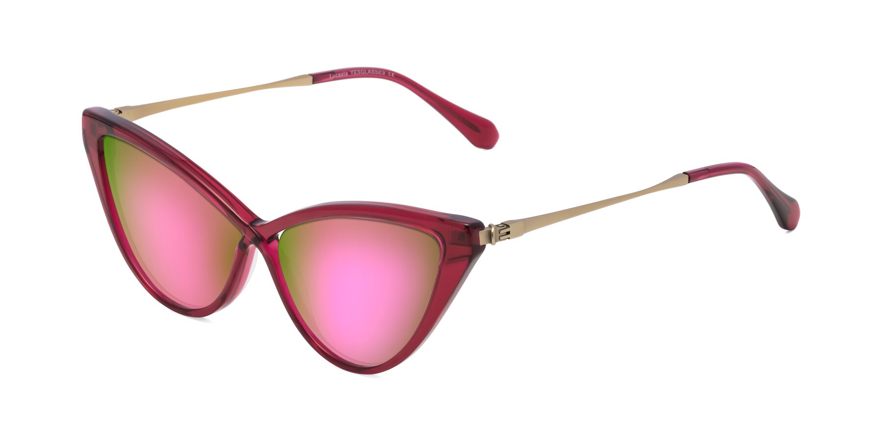 Angle of Lucasta in Wine with Pink Mirrored Lenses