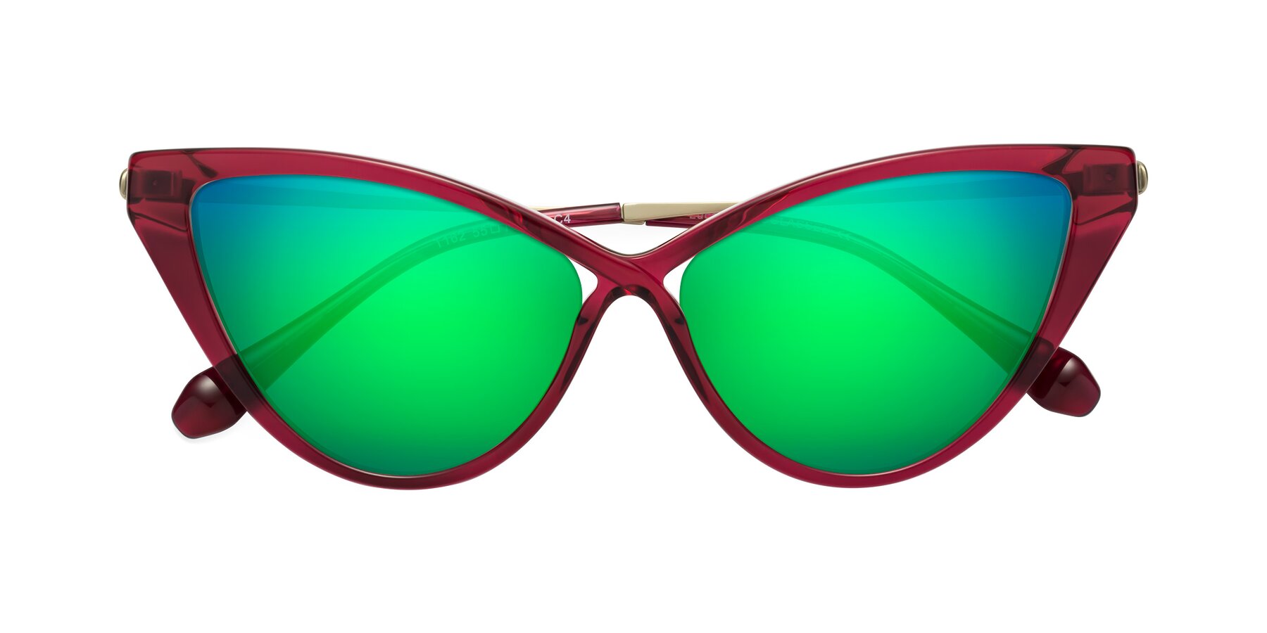 Folded Front of Lucasta in Wine with Green Mirrored Lenses
