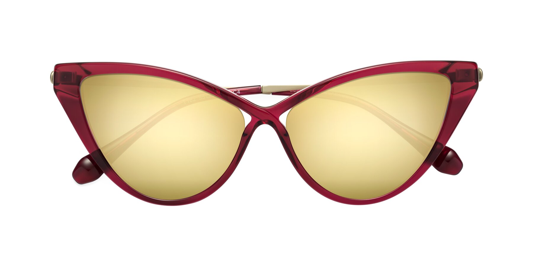 Folded Front of Lucasta in Wine with Gold Mirrored Lenses