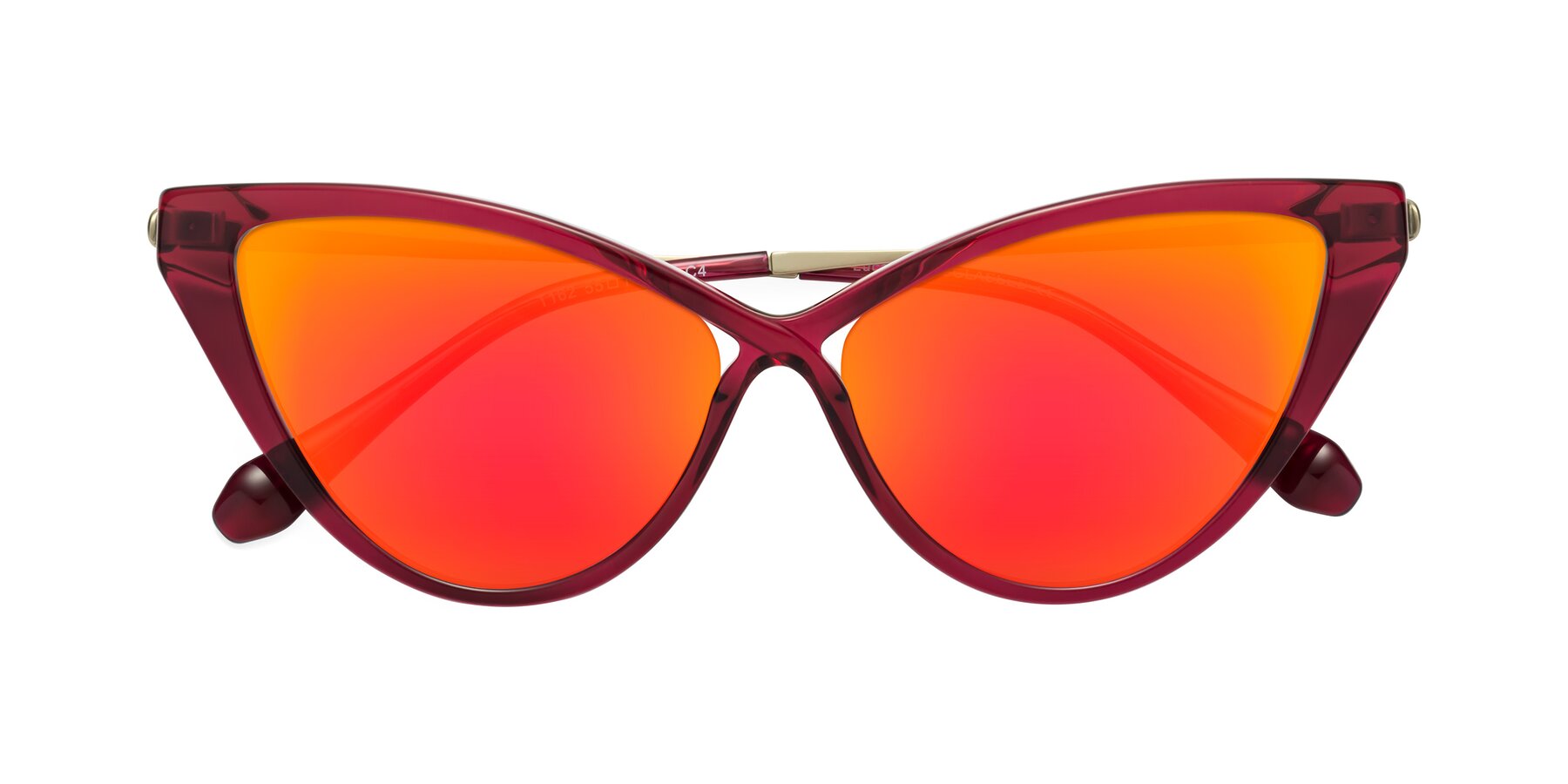 Folded Front of Lucasta in Wine with Red Gold Mirrored Lenses