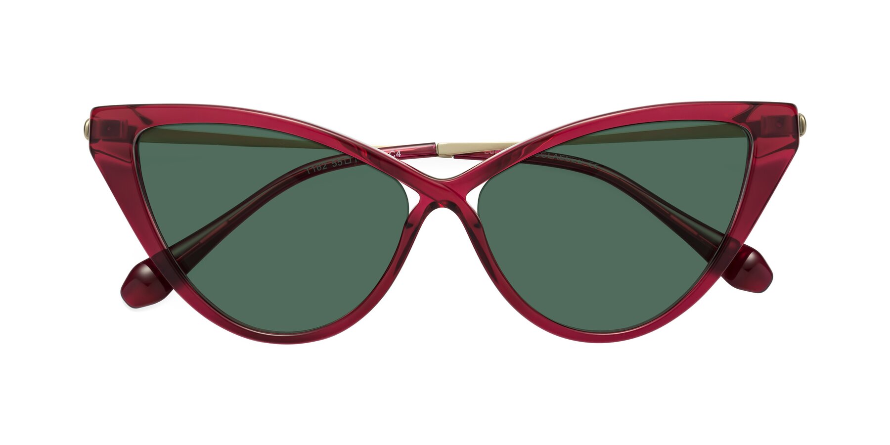 Folded Front of Lucasta in Wine with Green Polarized Lenses