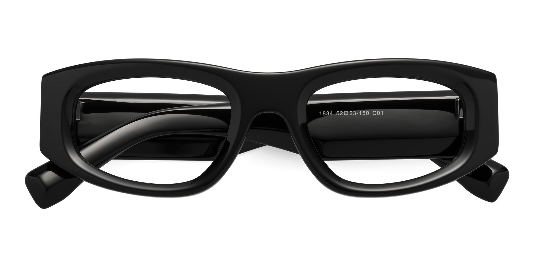 Folded Front of Elm in Black with Clear Eyeglass Lenses