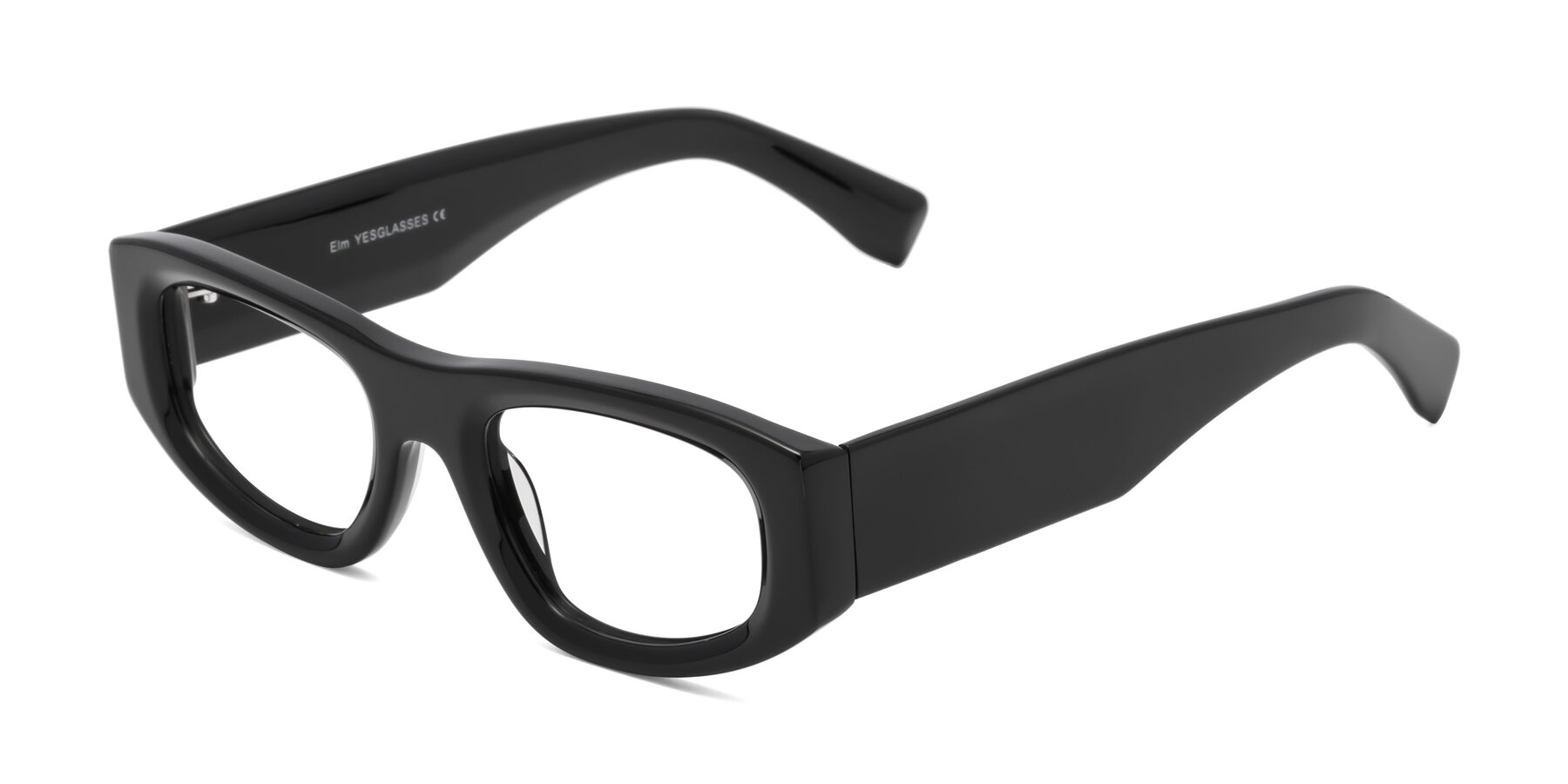 Angle of Elm in Black with Clear Blue Light Blocking Lenses