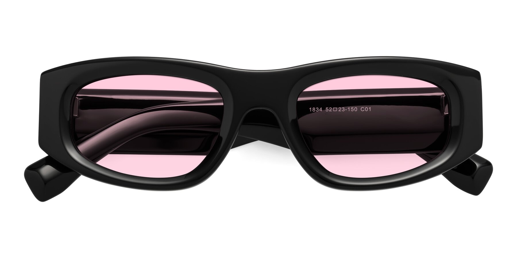 Folded Front of Elm in Black with Light Pink Tinted Lenses