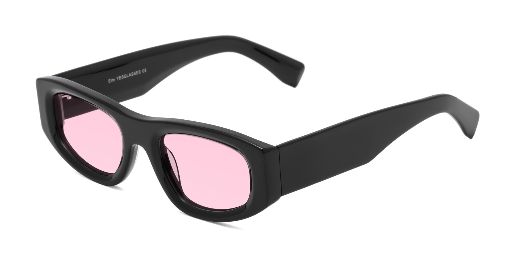 Angle of Elm in Black with Light Pink Tinted Lenses