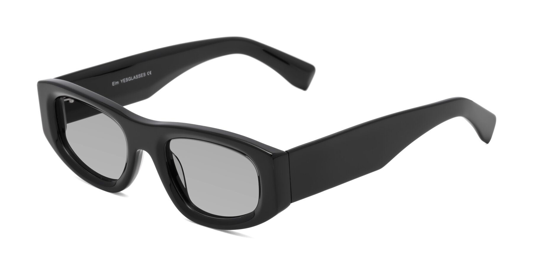 Angle of Elm in Black with Light Gray Tinted Lenses