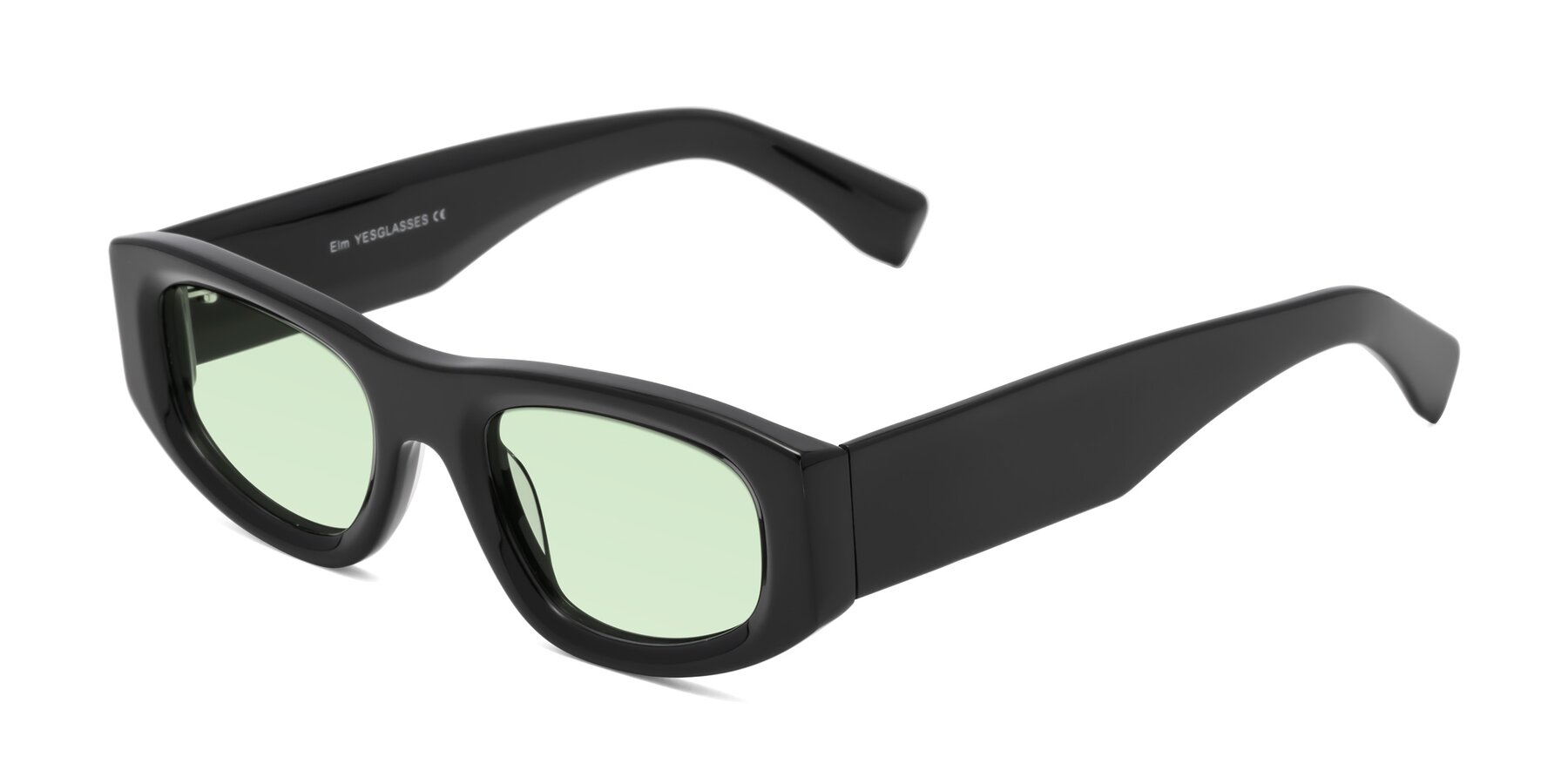 Angle of Elm in Black with Light Green Tinted Lenses