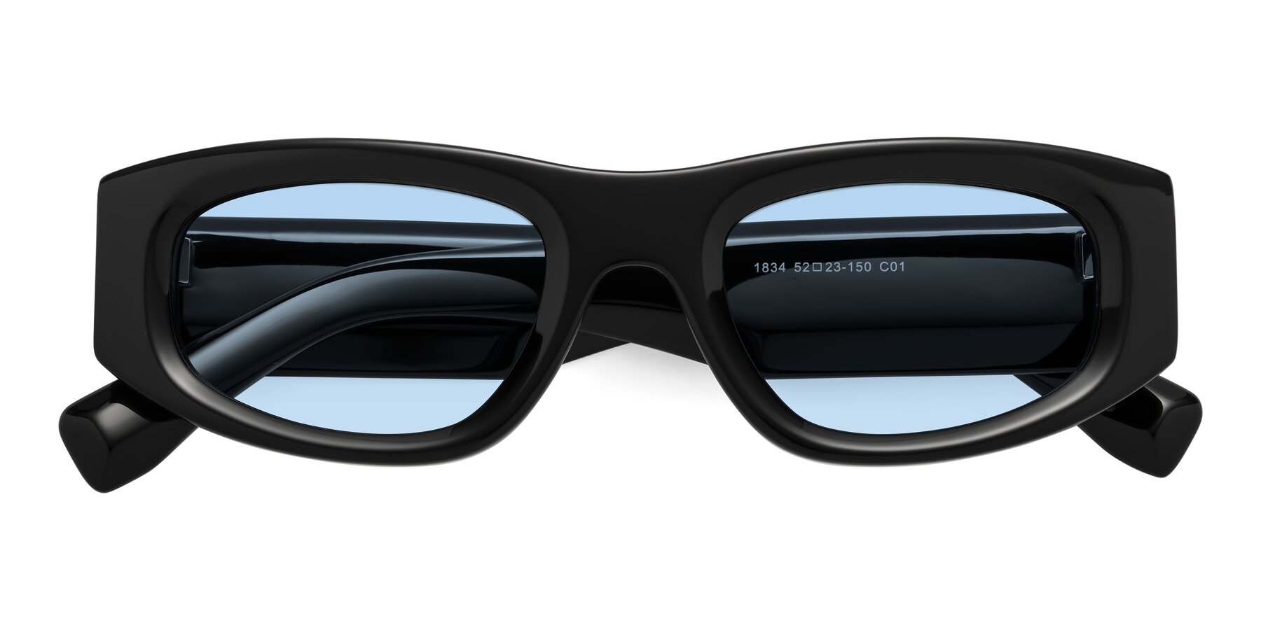 Folded Front of Elm in Black with Light Blue Tinted Lenses