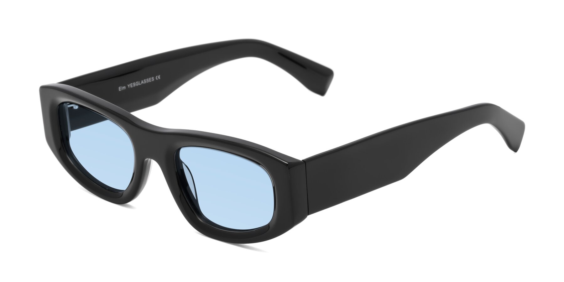 Angle of Elm in Black with Light Blue Tinted Lenses