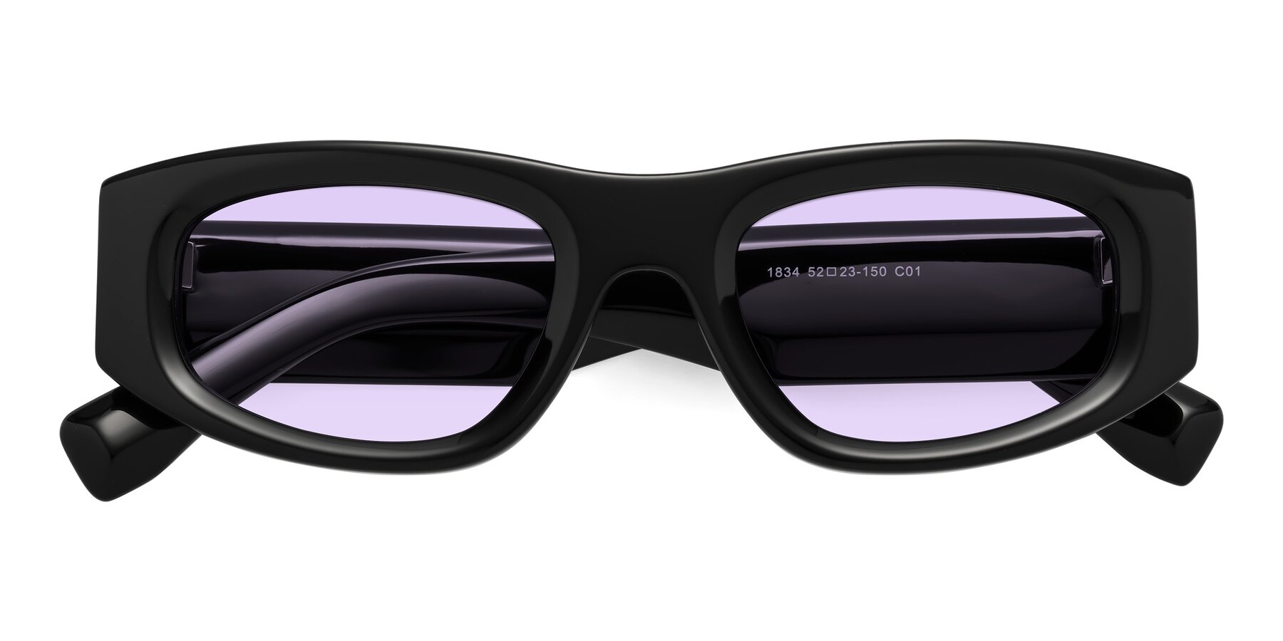 Folded Front of Elm in Black with Light Purple Tinted Lenses