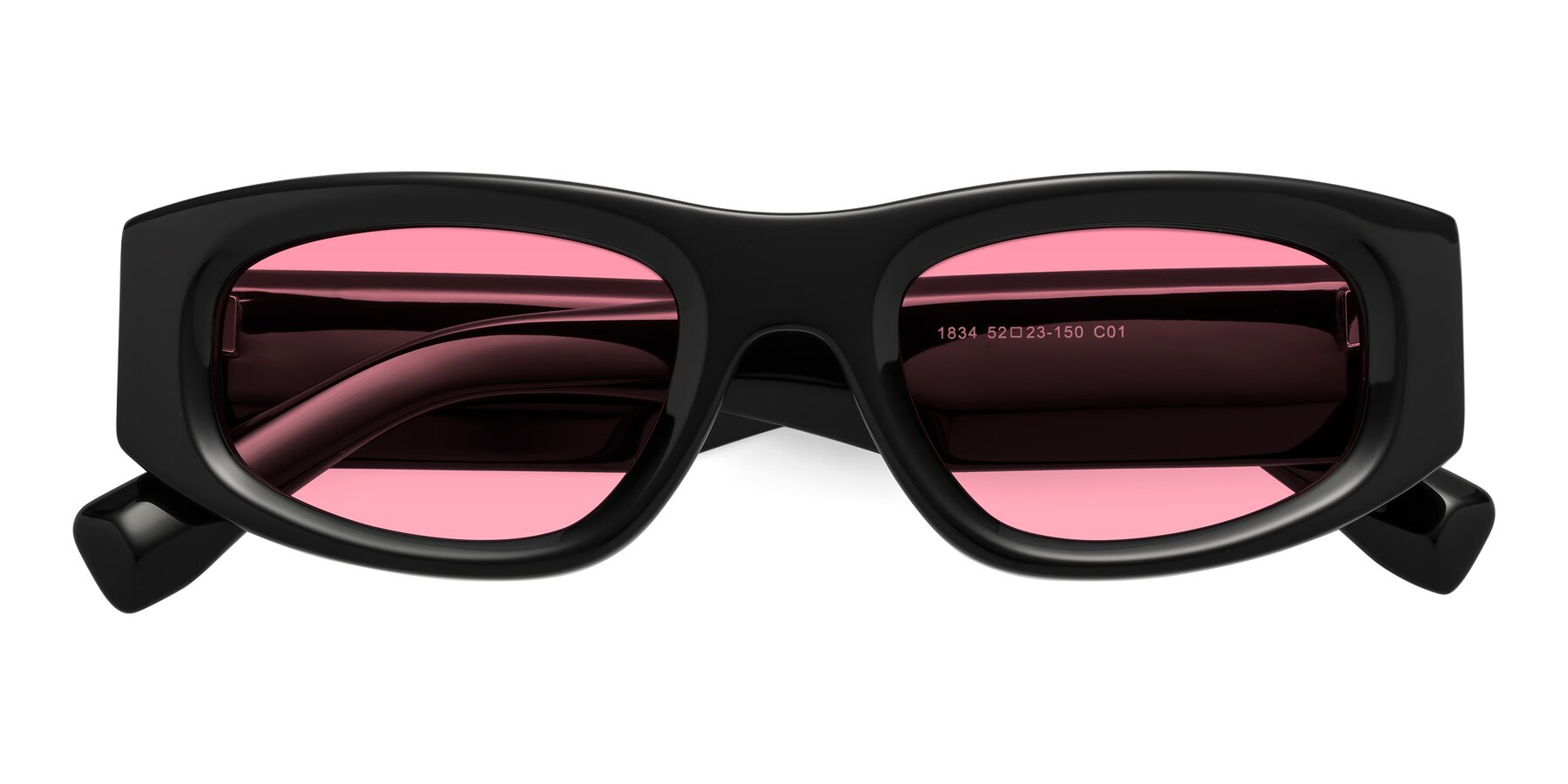 Folded Front of Elm in Black with Pink Tinted Lenses
