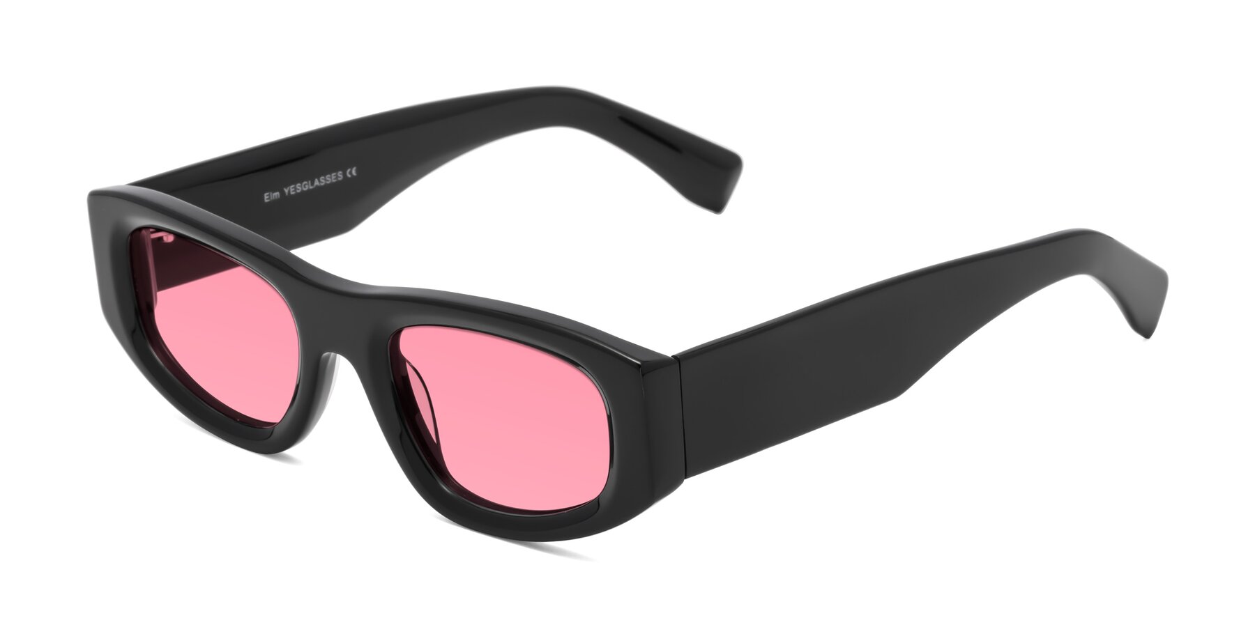 Angle of Elm in Black with Pink Tinted Lenses