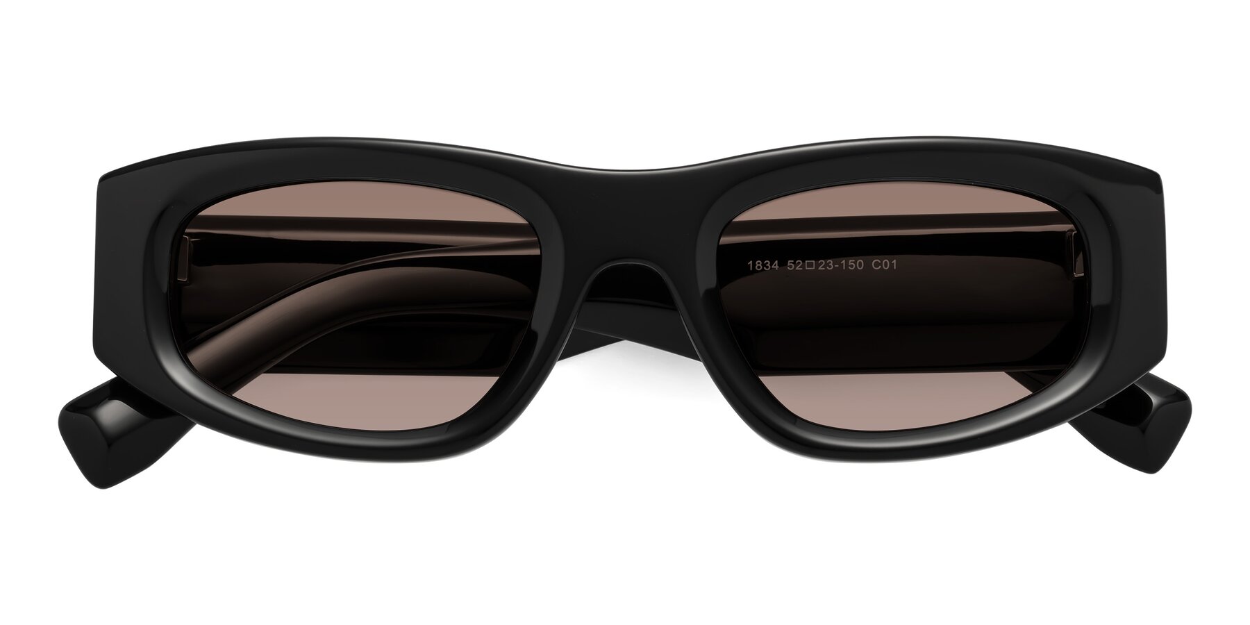 Folded Front of Elm in Black with Medium Brown Tinted Lenses