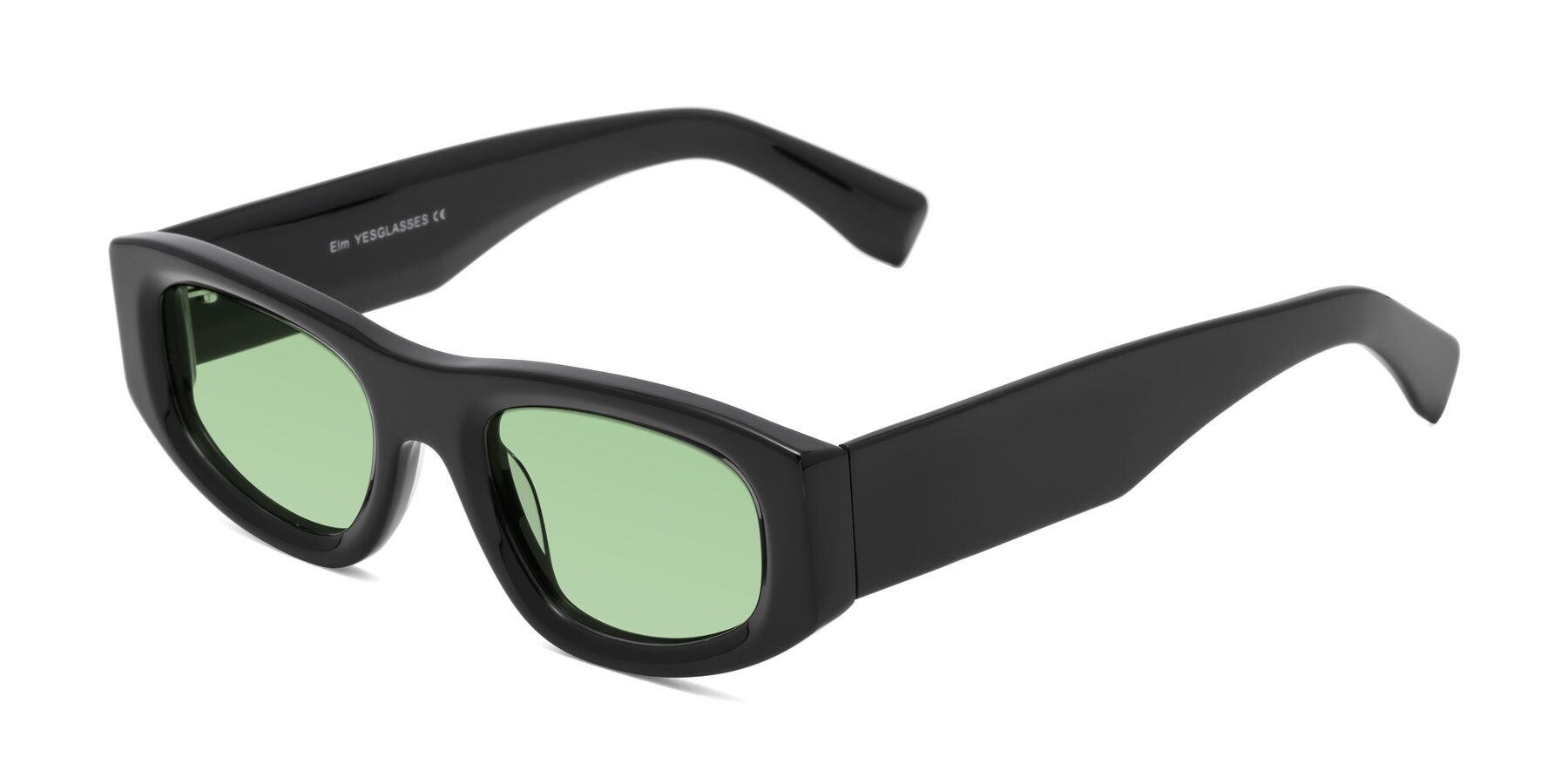 Angle of Elm in Black with Medium Green Tinted Lenses