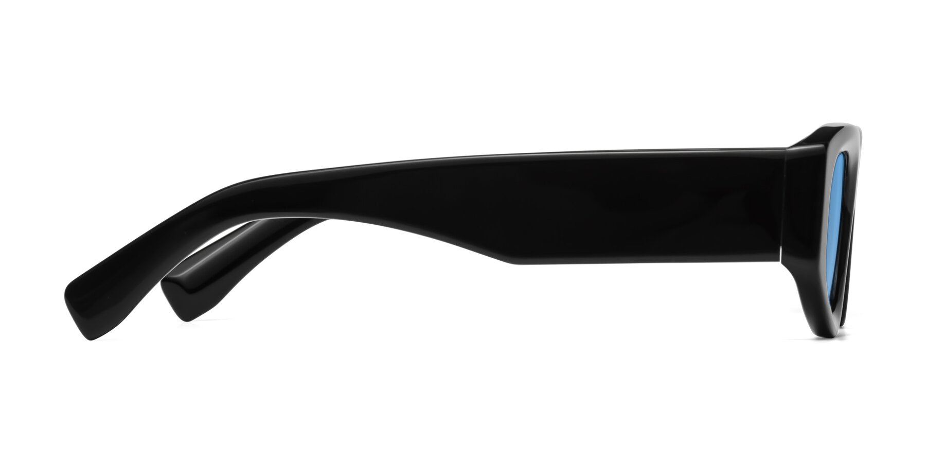 Side of Elm in Black with Medium Blue Tinted Lenses