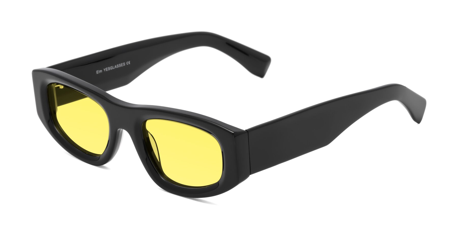 Angle of Elm in Black with Medium Yellow Tinted Lenses